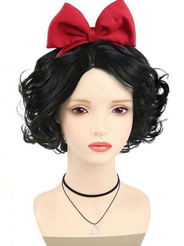 Female Short Black Curly Wigs For Women Cosplay Wig Natural Hair Synthetic Hair 1920s Carnival Halloween Costume For Woman Fancy Dress Party Wig