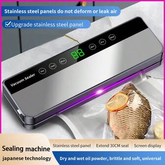Stainless Steel Vacuum Sealer 2200W Plug-In Food Vacuum Sealer, Wet & Dry Modes And External Vacuum, Best Birthday, Mother's Day, Christmas Gift, No Battery