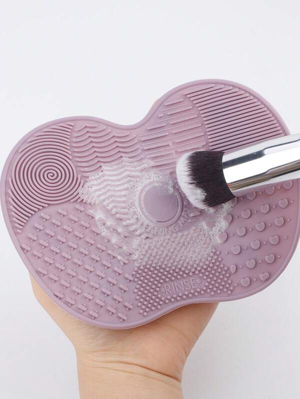 1-2pcs Small Apple Shaped Silicone Scrub Pad, Convenient Cleaning Tool With Suction Cup, Makeup Brush Cleaner Mat