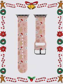 1pc Christmas Gingerbread Man Pattern TPU Watch Band Compatible With 38/40/41/42/44/45/49mm Ultra/SE/9/10/8/7/6/5/4/3/2/1