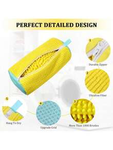 1/2pcs 360° Shoe Washing Machine Bag For All Shoe Types - Anti-Deformation, Machine Washable, Air-Drying, Protective Laundry Bag With Rich Fleece Inside, Perfect For Sneakers And Casual Shoes