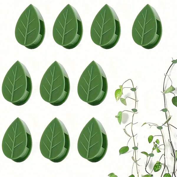 5/15/20/30pcs, Plant Wall Fixture Clips For Climbing Plants Invisible Vine Traction Support Holder With 36Pieces Adhesive Stickers Fixing For Indoor Outdoor Garden Decorations (Green Leaf)
