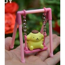Sanrio Cartoon 4pcs Hello Kitty Cinnamoroll My Melody Pom Purin Swing Action Figures Gashapon Toys Decoration Ornament Kids Gifts