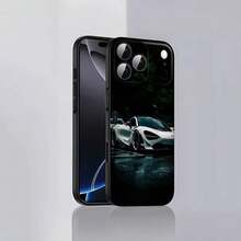 Custodia per telefono in morbido silicone nera con motivo auto sportiva , adatta per iPhone 17, 16, 15, 14, 13, 12, Pro, Max, Plus, E, SE4, Air, Mini