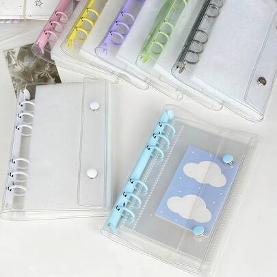 1pc A6 Size Portable Transparent Loose Leaf Binder, Can Be Used As Transparent Sticker Book, Sticker Album, Photo Storage Bag, Photo Album, Budget Planner, Diary, Notebook, Office Supplies