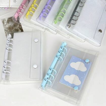 1pc A6 Size Portable Transparent Loose Leaf Binder, Can Be Used As Transparent Sticker Book, Sticker Album, Photo Storage Bag, Photo Album, Budget Planner, Diary, Notebook, Office Supplies