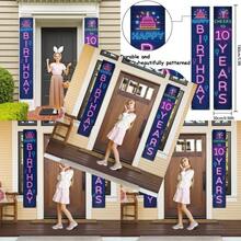 Neno Glow Happy 10th Birthday Porch Sign Door Banner Decor Colorful Cheers To 10 Years Old Birthday Party Theme Decorations For Boys Girls Supplies