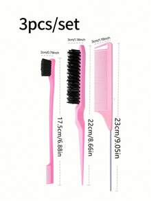 3pcs/Set Kids Hair Styling Tools, Include Hair Comb, Eyebrow Brush, Color Streak Brush