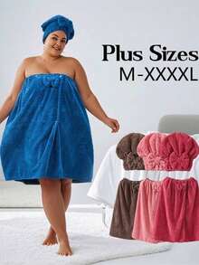2pcs/Set, Size 80*210 Cm/80*160 Cm, 350 Gsm, Extra Large Bath Robe + Adjustable Princess Bath Cap, Suitable For M-XXXXL, Thick Bath Robe For Home, Travel, Sauna, Spa, Size 32.31*84.65 In/32.31*64.96 In. Essential For Back To School Season - Multicolor - View 3
