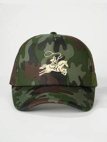 1 chiếc mũ lưới thêu họa tiết cao bồi cưỡi ngựa có thể điều chỉnh, thích hợp cho du lịch mùa xuân/thu, đi biển, mặc thường ngày, mũ chống nắng phong cách Y2K dành cho cả nam và nữ - mũ bóng chày - Xem 17