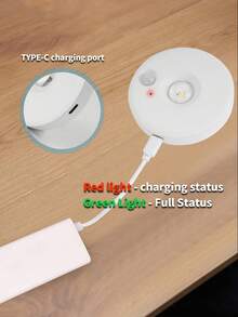 1pc LED Rechargeable Small Spotlight, No Electricity Required Wall Light With Motion Sensor, Night Light Function, Adjustable Ambient And Shadow Light, Supports 3-Color Dimming/Magnetic Installation/Sensor Mode Or Full Brightness Mode Switchable, Suitable For Kitchen Lighting, Display Cabinet/Wardrobe/Cabinet Lighting (Battery Capacity 400mAh) - Round Cat's Eye Lamp - View 7