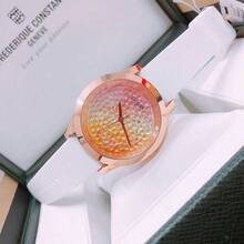 Guess Reloj para mujer con esfera de cristal plateado y correa de goma rosa y blanca - W1223L1/W1223L3