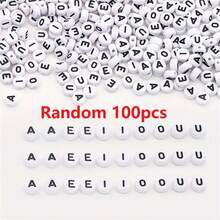 1 包 100/500 颗夜光亚克力透明圆珠，多种图案，适合 DIY 手链、项链、珠宝制作