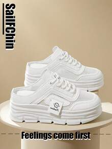 2025 Spring/Summer New Women's Casual Shoes With Women's Platform Soles Shoes, White Shoes, Comfortable Sports Shoes , Party Shoes, For Cropped Women's Sporty Style