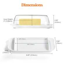 Butter Dish With Lid For Countertop, Large Plastic Butter Holder Container With Handles&Markings In Kitchen Organization - White - View 4