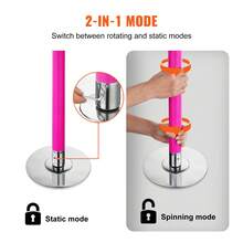 Professional Dancing Pole, Spinning Static Dancing Pole Kit, Portable Removable Pole, 40mm Heavy-Duty Stainless Steel Pole, Height Adjustable Fitness Pole, For Exercise Home Club Gym, Pink - 粉色 - 查看 3