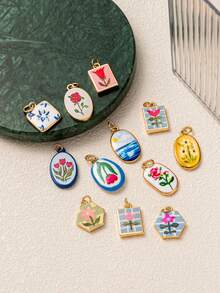 1pc Fashionable And Exquisite INS Marine Creature Conch Lobster Crab Shell Fish Clover DIY Pendant, Plated With 18K Gold, Not Easily Oxidized, Suitable For Wives And Mothers To Freely Match. - Multicolor - View 7