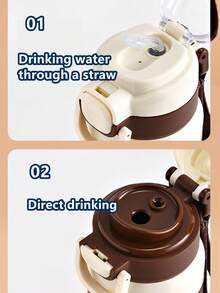 1pc 600ML Snoopy Stainless Steel Vacuum Insulated Water Bottle, Large Capacity Student Cup, Portable Sports Tumbler Cup With Straw, For Men & Women - Multicolor - View 7