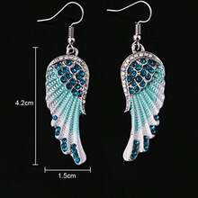 3PC Fashion Blue Angel Wings Cross Pendants Necklace Earrings Set For Women Girl Jewelry Gifts - Màu xanh lam - Xem 2