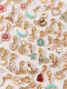 5/10/20/30/50个装 时尚欧美风渐变色、蝴蝶结、玫瑰、心形、爱心、小狗、星星造型吊坠饰品，适用于DIY珠宝制作手链项链配件 - 彩色 - 查看 5