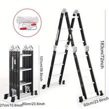 3.5M 12 IN 1 Excel Aluminium Combination Step Ladder Foldable Multi-Purpose - Black - View 2