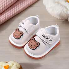 Baby Boy Girl First Walking Shoes Cute Bear Non-Slip Soft Sole Squeaky Shoes For Spring Fall - 白色 - 查看 5