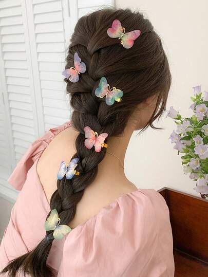 10pcs Korean Style Butterfly Mesh Double Layer Hair Clips, Cute & Sweet Hair Accessories, Bangs Clips, Side Clips,Fall,Hair,Hair Accessories,Hair Accessories For Women,Travel,Hair Accessories,Accessories Women,Hair Accessory,Hair Accessories Women,Hair Tools,Hair Stuff,Stuff,Beauty Accessories,Gifts,Travel,Gifts For Women,Hair Stuff,Stocking Stuffers