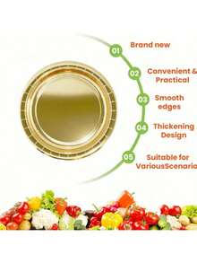 50/30/20/10/5 pièces Assiettes dorées, 9 pouces/7 pouces Assiettes rondes, Convient pour les desserts, salades, gâteaux, repas, vaisselle de saison, idéal pour Noël, Halloween, Pâques, Thanksgiving, cadeaux, fêtes de remise de diplômes, mariages, pique-niques