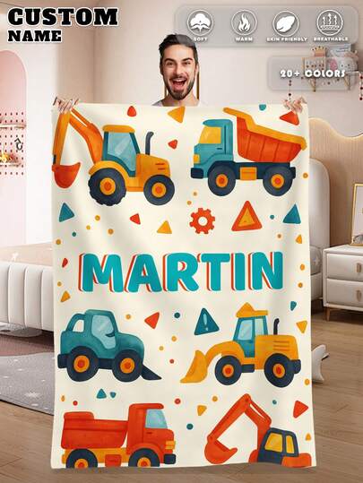 1pc Custom Name Blanket For Bed,Personalized Bedding Blanket With Name, Personalized Throws Blanket, Cute Blanket,Cozy Blanket, Family Gift, Birthday Gifts, Christmas Gifts ,Personalized Gifts, Gift For Son/Daughter, Gift For Friend