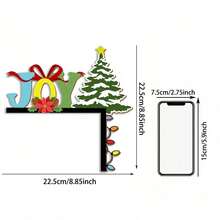 1 bucată de decor de colț pentru ușă din lemn de Crăciun, pandantiv vesel de Crăciun și brad de Crăciun, potrivit pentru decorarea colțului ușii din față a casei de Crăciun, pandantiv de decorare pentru petrecere de festival