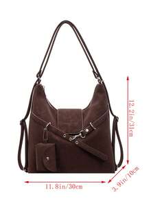 Sac seau grande capacité de couleur unie avec fermeture à boucle, sac à bandoulière et sac bandoulière pour femmes - Multicolore - Voir 3