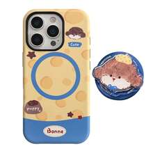 GUCADI 1 件奶酪灰狗 + 黄帽狗蓝色圆圈磁力手机支架，奶酪小狗磁力手机支架，兼容 17、16、11、15 Pro Max，卡通薄膜硬壳 - 彩色 - 查看 7