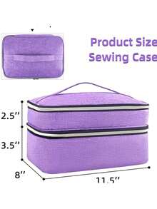 New Hot-Selling Sewing Supplies Storage Bag, Double-Layer Sewing Supplies & Accessories Organizer Bag, Travel Double-Layer Sewing Kit Storage Bag, Includes Scissors, Threads, Pins, Needles, Clips, Etc. The Middle Compartment Has A Double-Sided Storage Board To Secure Pens, Crochet Hooks, Threads And Other Sewing Tools For Easy Access. Includes 4 Adjustable Padded Dividers To Customize The Space As Needed. - Purple - View 6