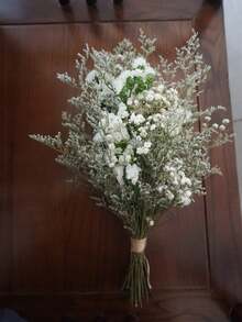 1 Bouquet Mixed Gypsophila, Eucalyptus, Lavender, Natural Plant Flower Bouquet For Vase, Wedding, Bridal Bouquet, Home/Office Decor, Party - White Green - View 6