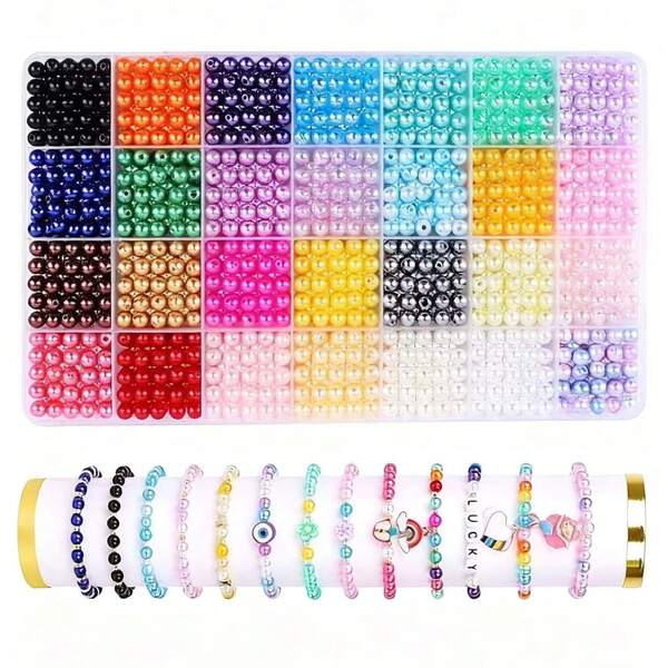 1680pcs 28 Colors 6mm Round ABS Faux Pearl Beads Set For Jewelry Making DIY Bracelets Necklaces Earrings Accessories Crafts Bags