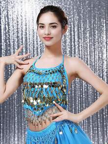 Sequin Embellished Halter Accessory, Belly Dance & Festival Performance Accent - Multicolor - View 15