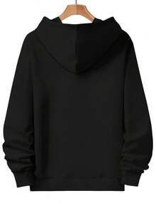 Women's Large Hoodie - Autumn And Winter Comfortable Loose Fun Pattern Printed Hoodie, Long Sleeve Hoodie With Pocket, Drawstring Hat, Casual Machine Washable, Comfortable Fabric, Soft Texture, Fashionable Design - Black - View 2
