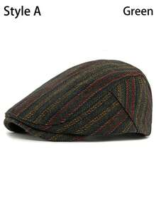 2 Styles Retro Stripe Octagonal Hat Newsboy Caps Women Painter's Hat Men's Forward Hats - Fashion - View 16