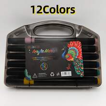 80pcs Acrylic Marker Pen, Small Black Box, Soft Tip, Non-Permeable Paper, Stackable Color Pen, Art Special Pen, Waterproof Quick-Drying Set Pen