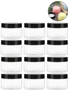 Tubos de plástico transparentes de boca larga com tampas redondas, adequados para armazenar loções, cremes, pomadas, etc.