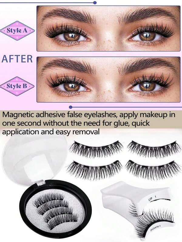 2 Pairs Magnetic False Eyelashes Set, Natural Looking Waterproof Quantum Magnetic Lashes, Glue-Free Magnetic Eyelashes Suitable For Parties, Dates, Birthdays, Halloween