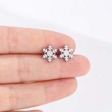 1 Paar modische Ohrstecker, Edelstahl, Schneeflocken Ohrringe, geeignet für Partys und den täglichen Gebrauch, Weihnachtsgeschenke