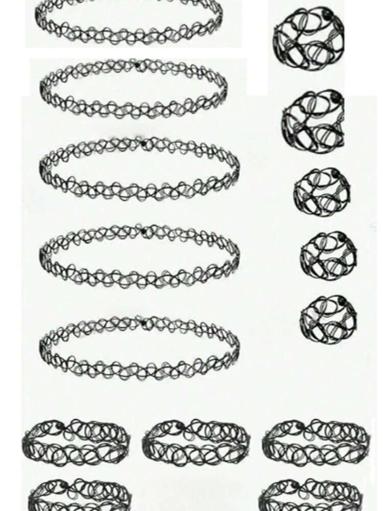 9pcs/6pcs/3pcs/12pcs/15pc Gothic Style Hollowed-Out Neckchain, Fishing Line Necklace, Bracelet Ring Set, Lace Collar, Women's Collarbone Chain, Neckchain, Punk Girl's Necklace, Fishing Line Necklace, Collarbone Chain For Women - Multicolor - View 6