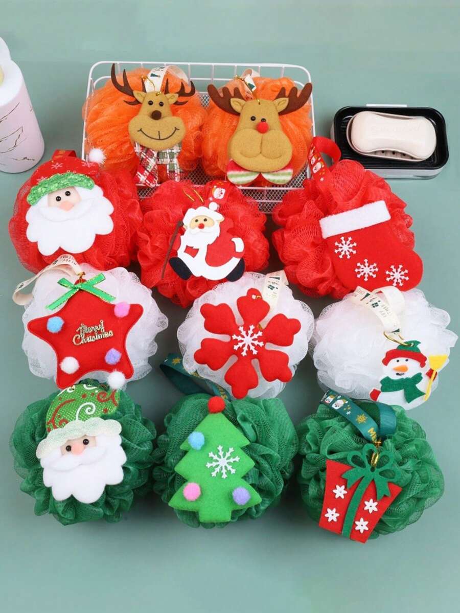Santa Claus Bath Bomb Snowman Non-Scattering Bath Flower Ball Cute Cartoon Reindeer Style Shower Flower Snowflake Style Gift Style Christmas Bath Towel Flower New-Style Bath Towel Bubble Bath Ball Rich Soft Foam Travel Portable Bath Ball Non-Scattering Flower Foam Net Christmas Decoration - one-size - View 1