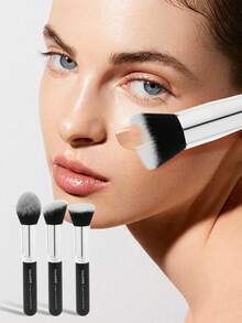 MAANGE 1 pieza/3 piezas/4 piezas Brocha de base de cabeza plana, herramientas de maquillaje con fibra suave para un fácil transporte, brocha para viaje