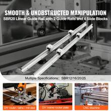 SBR20 1200mm Linear Guide Set, Comes With Two 47.2-Inch SBR20 Rails And Four SBR20UU Bearings, Perfect For Crafting CNC Routers And Automation Equipment - Silver - View 2