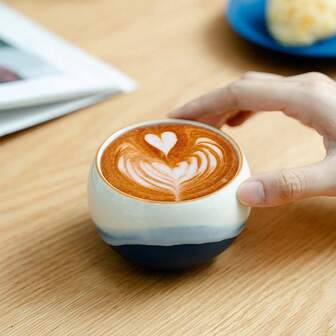 260ml (Approx. 8.6oz) Ceramic Coffee Cup, Wide Mouth Round Belly Cappuccino Cup (Suitable For Lemon Tea, Cappuccino, Latte, Espresso And American Coffee Etc.)