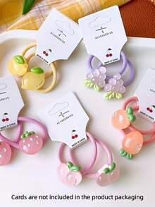 5pcs/10pcs Botanical Mini Hair Ties - Strawberry Vine & Grape Cluster Scrunchies With Carrot/Lemon/Peach Accents, Snag-Free Elastic Bands For Flyaways (Office/Daywear/Gym | Adult Hair Essentials)
