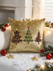 1 件白色和金色 18x18 圣诞枕套，装饰性 18 英寸海军蓝冬季雪花抱枕套圣诞靠垫套适用于室内沙发金色 - 金色 - 查看 7
