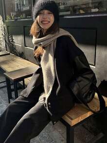1 chiếc khăn choàng cashmere màu vàng tươi sáng, chất liệu mềm mại, có tua rua, dành cho nữ, kích thước 30*180cm, phù hợp với váy áo vào mùa xuân, hè, thu và đông. - hoa màu xám - Xem 4